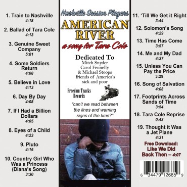 AMERICAN RIVER
a song for Tara Cole
CD Back Cover